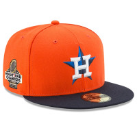 Adult Men's Houston Astros New Era 2022 World Series Champions Alternate Side Patch 59FIFTY Fitted Hat - Orange/Navy 
