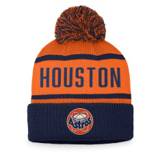 Adult Men's Houston Astros Fanatics Branded Cooperstown Collection Cuffed Knit Hat with Pom - Navy/Orange