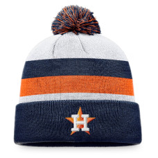 Adult Men's Houston Astros Fanatics Branded Stripe Cuffed Knit Hat with Pom - Navy