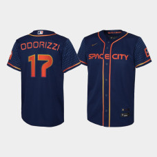 Youth Houston Astros #17 Jake Odorizzi Navy 2022 City Connect Replica Jersey