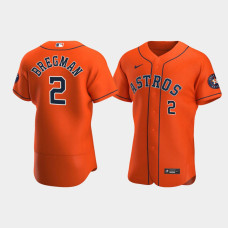 Men's Houston Astros #2 Alex Bregman Orange Authentic 2020 Alternate Jersey