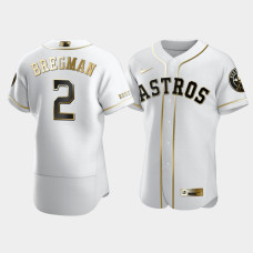 Men's Houston Astros #2 Alex Bregman White Golden Edition Authentic Jersey