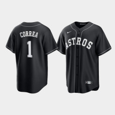 Houston Astros Carlos Correa Black White 2021 All Black Fashion Replica Jersey