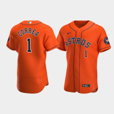 Men's Houston Astros #1 Carlos Correa Orange Authentic 2020 Alternate Jersey