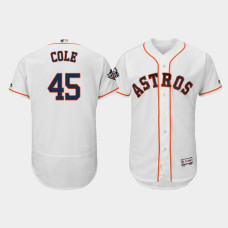 Men's Houston Astros #45 Gerrit Cole White 2019 World Series Bound Authentic Flex Base Jersey