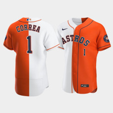 Carlos Correa Houston Astros White Orange Split Two-Tone Jersey