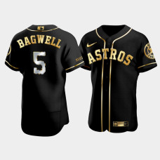 Men's Houston Astros Jeff Bagwell #5 Black Golden Edition Authentic Jersey