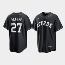 Houston Astros Jose Altuve Black White 2021 All Black Fashion Replica Jersey