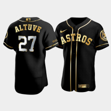 Men's Houston Astros Jose Altuve #27 Black Golden Edition Authentic Jersey