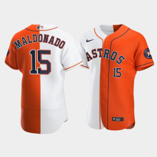 Men's Houston Astros #15 Martin Maldonado Orange Authentic Split Jersey