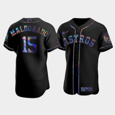Men's Houston Astros Martin Maldonado Black Iridescent Logo Authentic Holographic Limited Jersey