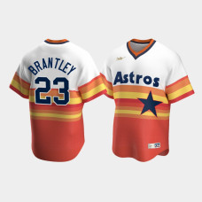 Men's Houston Astros #23 Michael Brantley Cooperstown Collection Home Nike White Orange Jersey