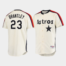 Houston Astros #23 Michael Brantley Oilers vs. Astros Cooperstown Collection Cream Jersey Men's