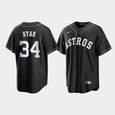 Houston Astros Nolan Ryan Black White 2021 All Black Fashion Replica Jersey