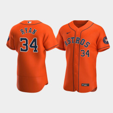 Men's Houston Astros #34 Nolan Ryan Orange Authentic 2020 Alternate Jersey