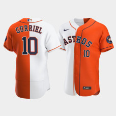 Men's Houston Astros #10 Yuli Gurriel Orange Authentic Split Jersey