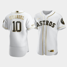 Men's Houston Astros #10 Yuli Gurriel White Golden Edition Authentic Jersey