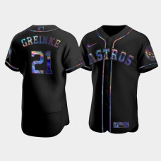 Men's Houston Astros Zack Greinke Black Iridescent Logo Authentic Holographic Limited Jersey