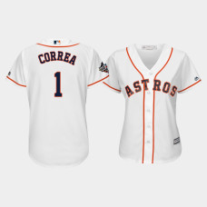 Women's Houston Astros #1 Carlos Correa 2019 World Series Bound Cool Base White Jersey