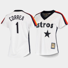 Women's Houston Astros Carlos Correa #1 White Cooperstown Collection Home Jersey