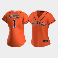 Women's Houston Astros Carlos Correa #1 Orange Replica Nike 2020 Alternate Jersey