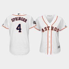 Women's Houston Astros #4 George Springer 2019 World Series Bound Cool Base White Jersey