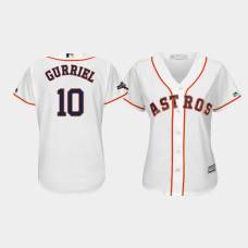 Women's Houston Astros #10 Yuli Gurriel 2019 Postseason White Official Cool Base Jersey