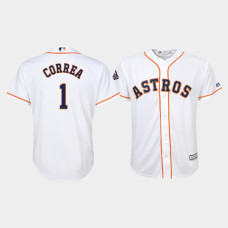 Youth Houston Astros #1 Carlos Correa 2019 World Series Bound Cool Base White Jersey