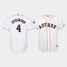 Youth Houston Astros #4 George Springer 2019 World Series Bound Cool Base White Jersey