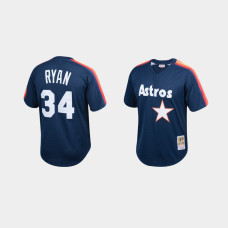 Youth Houston Astros #34 Nolan Ryan Cooperstown Collection Mesh Batting Practice Navy Mitchell & Ness Jersey